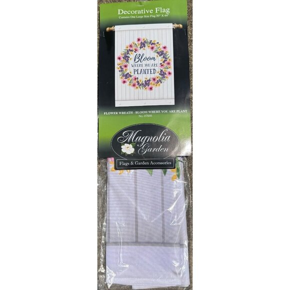 Bloom Where Your Planted Extra Large Yard Flag with Ring of Flowers - Picture 3 of 3